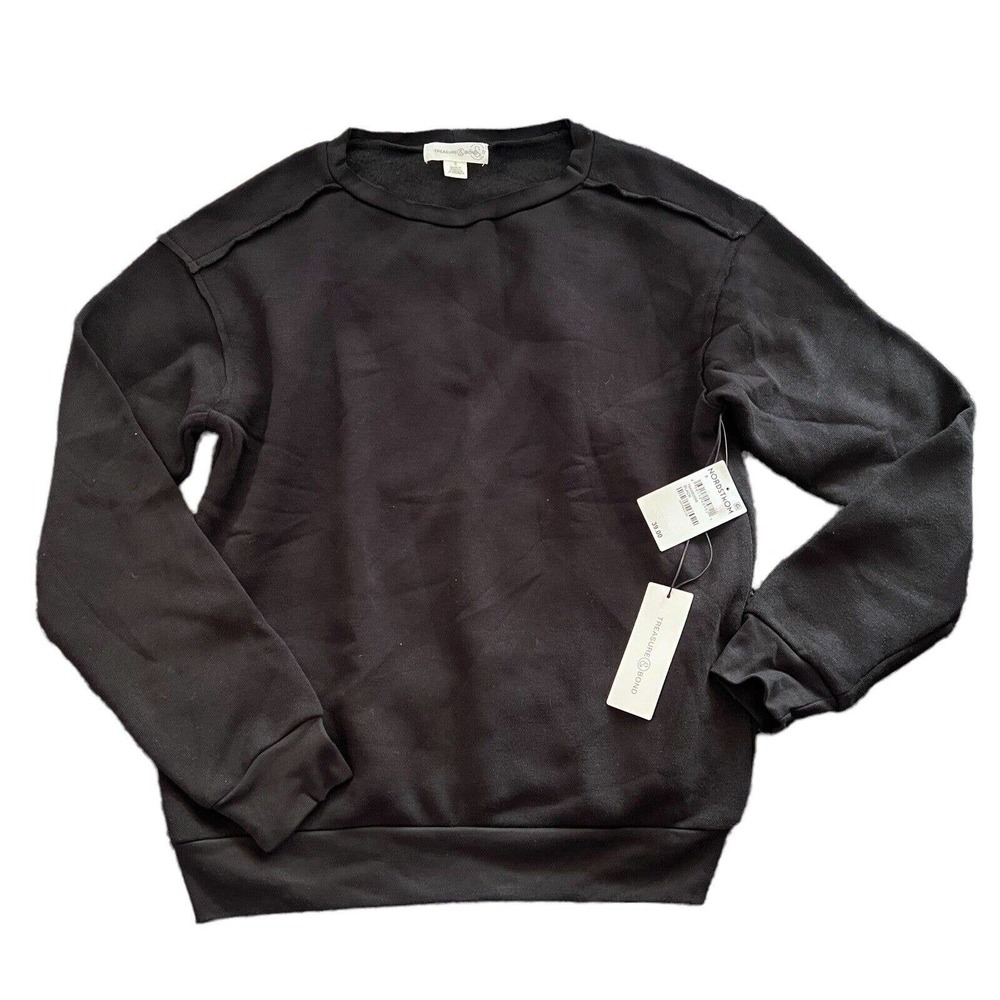 Treaure & Bond New Raw Edge Crewneck Pullover Sweatshirt Small